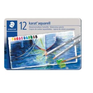 Aquarellstift karat® - 3 mm, Metalletui mit 12 Farben, sortiert
