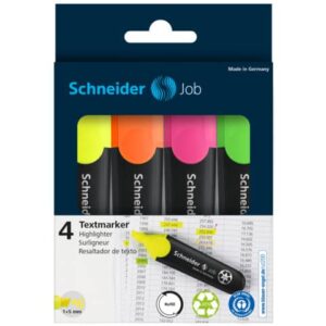 Textmarker Job 150 Universal - 1 + 5 mm, Keilspitze, sortiert, 4er Etui