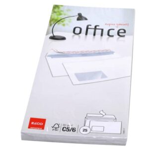 Briefumschlag Office - C5/6, hochweiß, haftklebend, mit Fenster, 80 g/qm, 25 Stück
