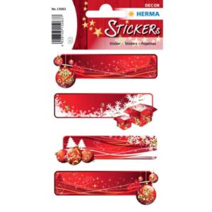 15063 Sticker DECOR Geschenketiketten rot, beglimmert