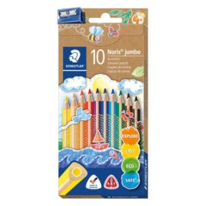 Farbstift Noris® jumbo - 4 mm, dreikant, Kartonetui mit 10 Farben + Spitzer