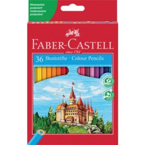 Farbstifte CASTLE - 36 Farben sortiert, Kartonetui mit Spitzer