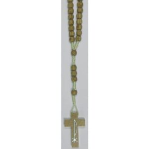 Rosenkranz - Holzperlen, geknüpft, hellbraun, ca. 30 cm