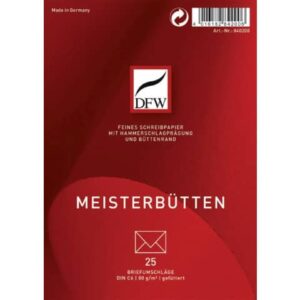 Briefumschlag Meisterbütten - DIN C6, gefüttert, 80 g/qm, 25 Stück