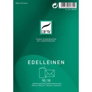 Doppelkarte Edelleinen - A6 hoch, 10 Karten/10 Umschläge