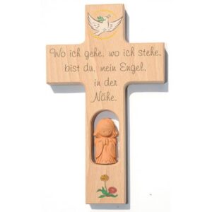 Kinderkreuz "wo ich gehe" - Holz, 20 cm