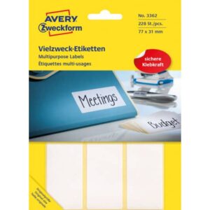 3362 Universal-Etiketten, 77 x 31 mm, 28 Blatt/224 Etiketten, weiß