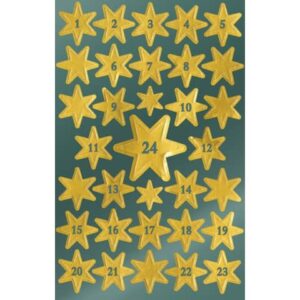 Z-Design 52809, Weihnachtssticker, Sterne mit Zahlen (1-24), 2 Bogen/66 Sticker
