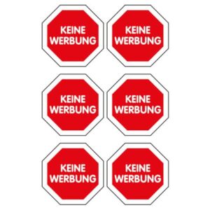59505 Home Hinweis-Etikett "Keine Werbung", Kunststoff, 1 Bogen 6 Etiketten