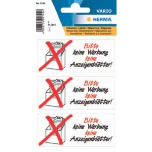 5742 Hinweisetiketten Keine Werbung/Anzeigenblatt - wetterfest