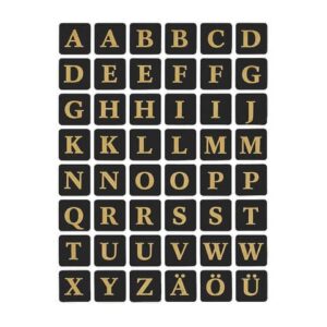 4130 Buchstaben-Etiketten - A-Z, 13x13 mm, schwarz gold geprägt