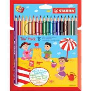 Dreikant-Buntstift - Trio dick - 18er Pack - mit 18 verschiedenen Farben und Spitzer