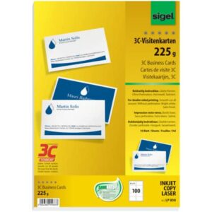Visitenkarten, 3C, glatter Schnitt rundum, 225 g/qm, hochweiß, 100 Stück