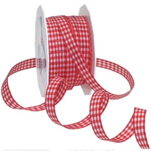Zierband Karo - 10 mm x 20 m, rot/weiß
