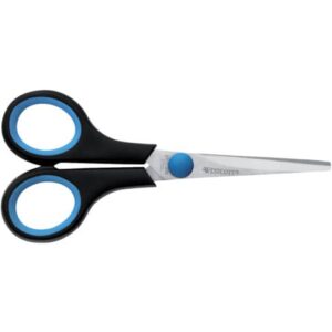 Schere Easy Grip, Linkshand, rostfrei, gerade, symmetrisch, blau/schwarz, 13 cm / 5 Zoll
