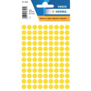 1841 Vielzwecketiketten - gelb, Ø 8 mm, matt, 540 Stück