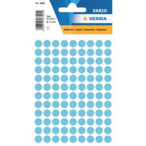 1843 Vielzwecketiketten - blau, Ø 8 mm, matt, 540 Stück