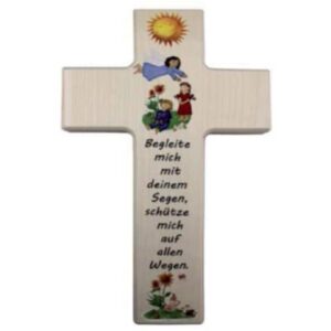 Kinderkreuz "Begleite mich mit deimem Segen" - Holz, 20 x 12 cm