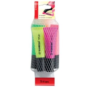 Textmarker - NEON - 5er Pack - gelb, grün, orange, pink, magenta
