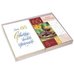 Geburtstagskarte - Zahl 65, 20 Stück, sortiert