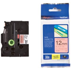 Original Brother DirectLabel schwarz auf orange Laminat (TZE-B31)