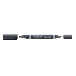 Permanentmarker Lumocolor® duo - nachfüllbar, 0,6 mm und 1,5-4 mm, schwarz