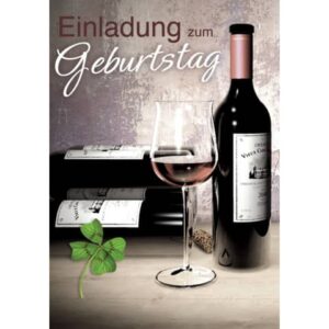 Einladung Geburtstag "Weinflasche" - 5 Stück