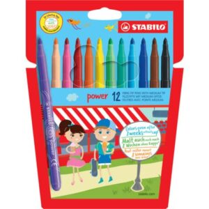 Filzstift - power - 12er Pack - mit 12 verschiedenen Farben