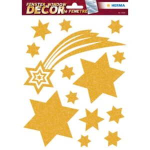 Weihnachtsschmuck Fensterbilder Sterne gold - 14 Stück