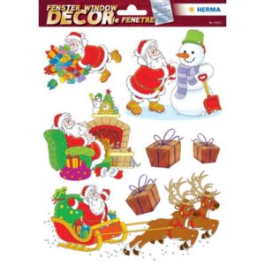 15113 Fensterbilder Weihnachtsmänner - 7 Stück