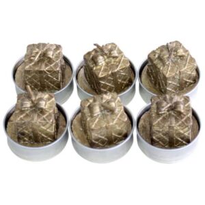 Teelichter Weihnachten "Paket" - gold, 6 Stück