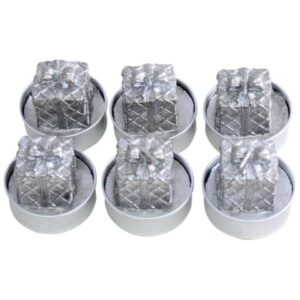 Teelichter Weihnachten "Paket" - silber, 6 Stück