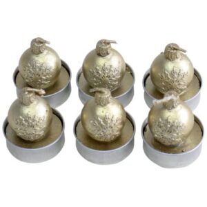 Teelichter Weihnachten "Kugel mit Schneeflocke" - gold, 6 Stück