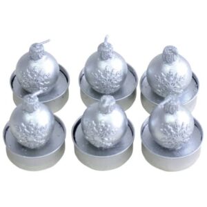 Teelichter Weihnachten "Kugel mit Schneeflocke" - silber, 6 Stück