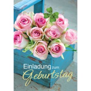 Einladung zum Geburtstag mit Text - Pack mit 5 Stück, inkl. Umschlag