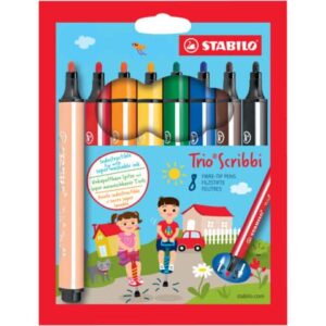 Gefederter Dreikant-Filzstift - Trio Scribbi - 8er Pack - mit 8 verschiedenen Farben