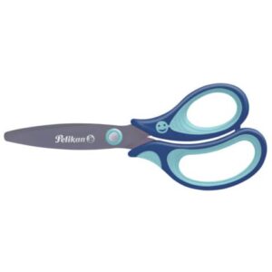 griffix® Schulschere - 14 cm, blau, rund, inkl. Namensschild, Faltschachtel