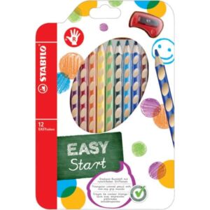 Ergonomischer Buntstift für Rechtshänder - EASYcolors - 12er Pack mit Spitzer