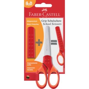 Schulschere GRIP - rot, rund, inkl. Klingenschutz und Softgriffzone