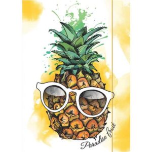 Zeichenmappe "Ananas"- A4, Karton, mit Gummizugverschluss