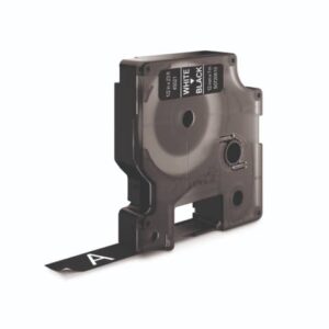 Schriftband D1 Kunststoff - laminiert, 7 m x 12 mm, Weiß/Schwarz