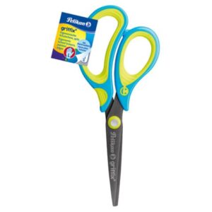 griffix® Schulschere - 15 cm, Neon Fresh Blue, spitz, inkl. Namenssticker