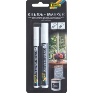 Kreide Marker - weiß, 2er Set, 1-2mm + 2-5 mm Strichstärke