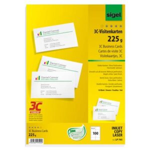 Visitenkarten, 3C, glatter Schnitt rundum, 225 g/qm, hochweiß, 100 Stück