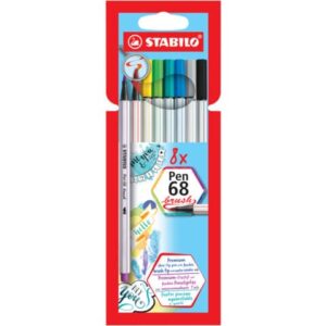Premium-Filzstift mit Pinselspitze für variable Strichstärken - Pen 68 brush - 8er Pack - mit 8 verschiedenen Farben