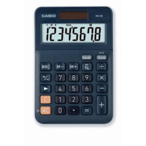 Tischrechner MS-8E - Solar-/Batteriebetrieb, 8stellig, LC-Display, silberblau