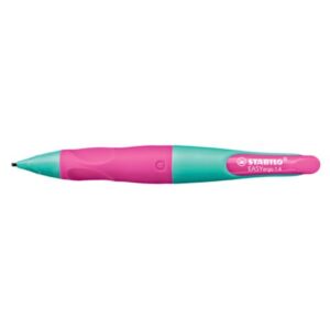 Ergonomischer Druck-Bleistift für Rechtshänder - EASYergo 1.4 in türkis/neonpink - Einzelstift - inklusive 3 dünner Minen - Härtegrad HB