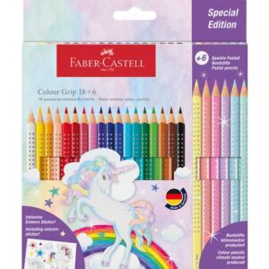 Buntstifte Colour GRIP Einhorn - 18+6 Farben, Kartonetui inkl. Aufkleber