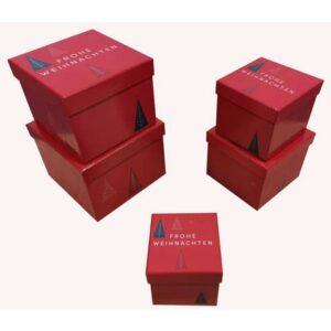 Weihn. Geschenkkarton Bäumchen - 5-tlg., rot
