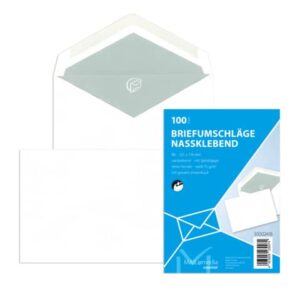 Briefumschläge B6, ohne Fenster, nassklebend, 75 g/qm, 100 Stück